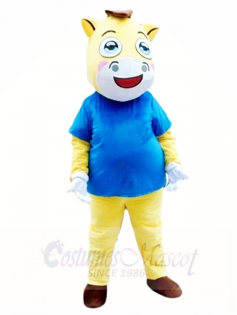 War Horse in Blue Shirt Mascot Costumes Animal