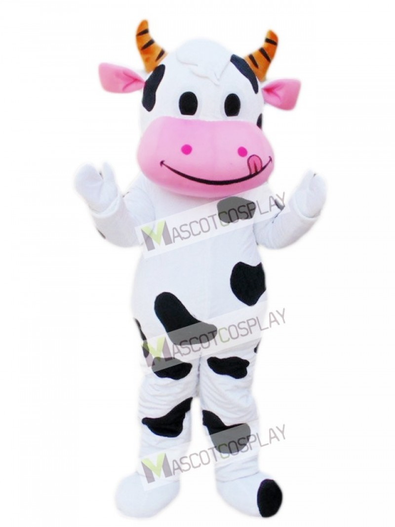 Pink Mouth Cow Mascot Costume