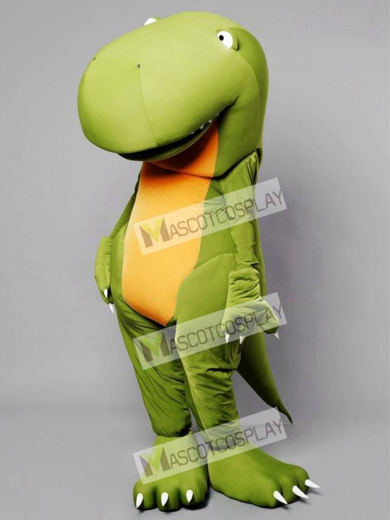 Big Head Green Dino Dinosaur Mascot Costume