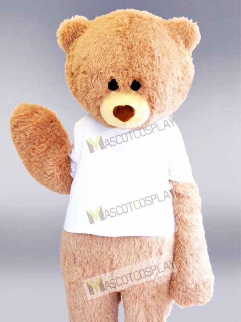 White Shirt Beige Bear Mascot Costume