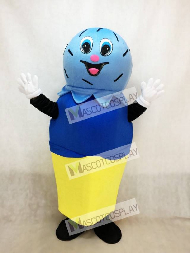 Double Blue Scoop on a Cake Cone Mascot Costume Ice Cream