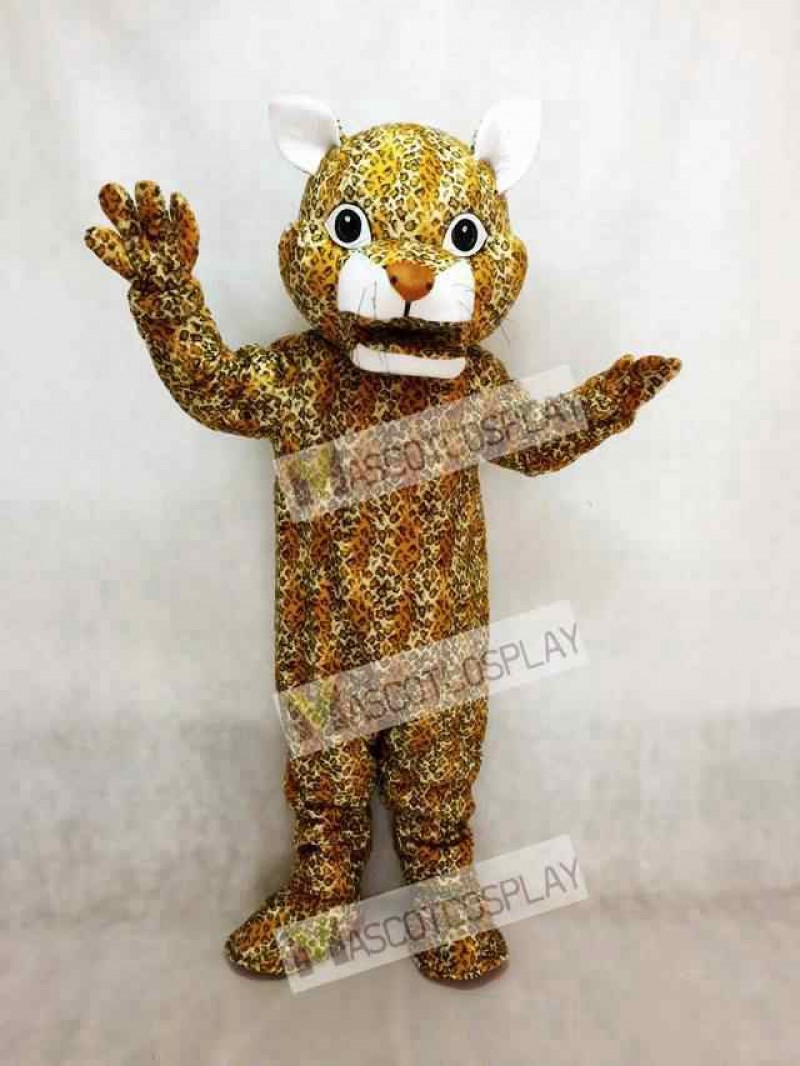 Leaping Leopard Mascot Costume with a Brown Nose