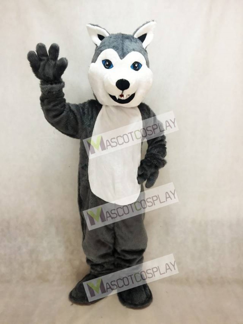 Hot Sale Adorable Realistic New White and Grey Husky Dog Mascot Costume