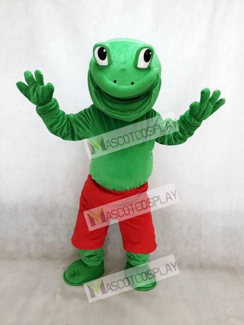 Lovely Green Frog with Red Shorts Mascot Costume Animal