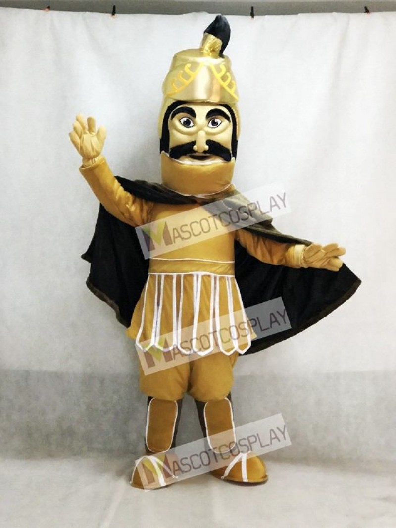 Fierce Golden Helmet Trojan Warrior Mascot Costume