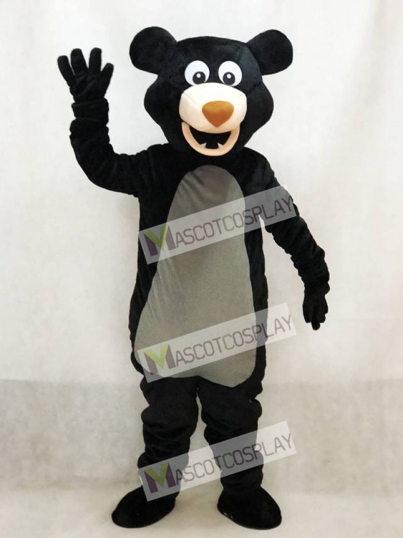 Long-haired Black Bear Mascot Adult Costume Animal