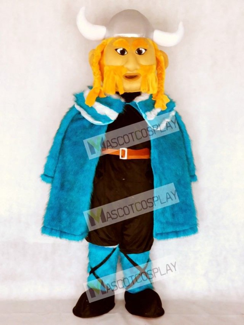 Thor the Giant Viking Mascot Costume with Blue Cloak