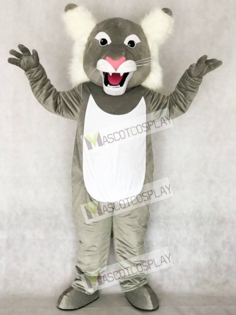 Cute Grey Wildcat Wild Cat Mascot Costume