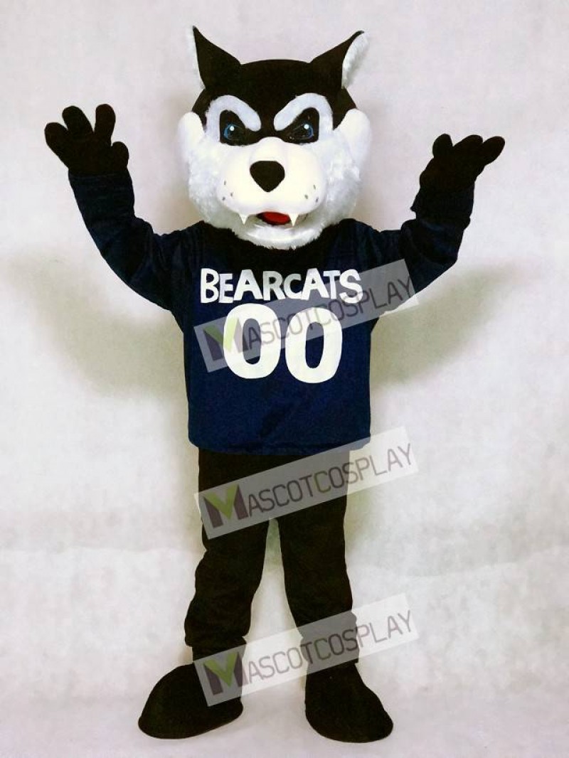 Cute Navy Blue Bearcat Mascot Costume