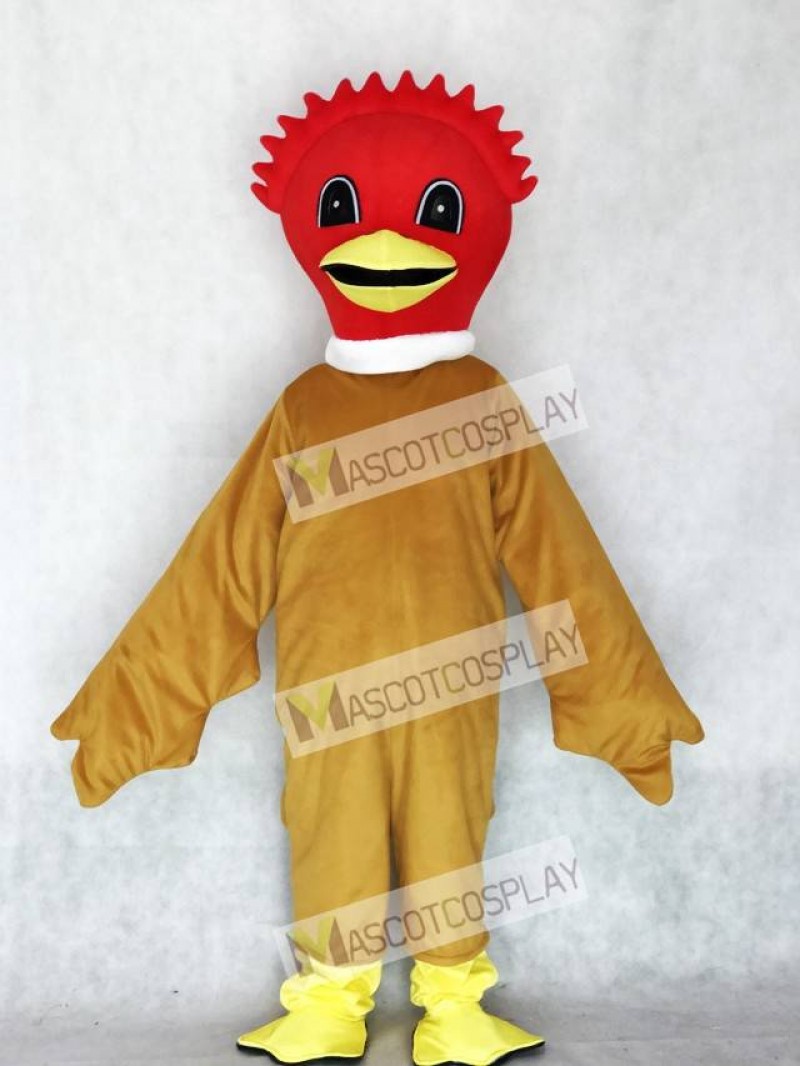 Cute Scarlet Bird Mascot Costume with Brown Body Animal