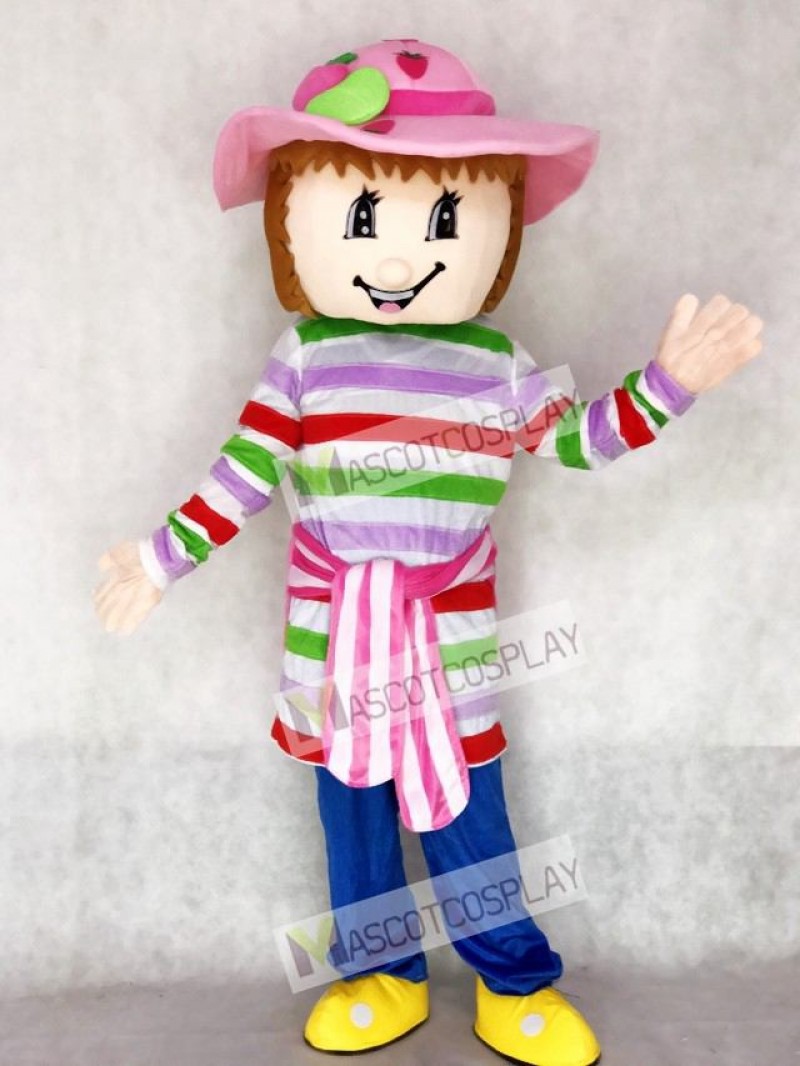 Lovely Colorful Strawberry Shortcake Girl Mascot Costume Cartoon