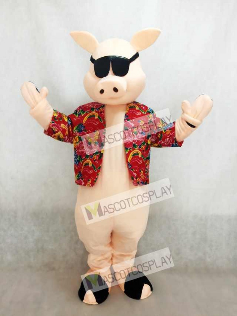 Pig Piglet Hog with Shirt & Sunglasses Mascot Costume