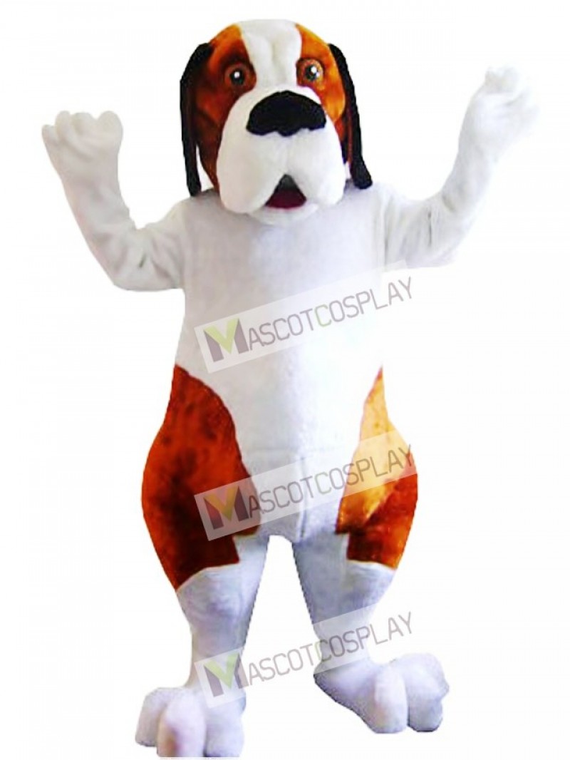 White and Brown Saint Bernard Dog Mascot Costume