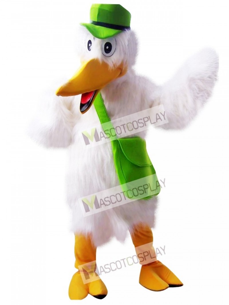 Cute Stork White Bird Mascot Costume