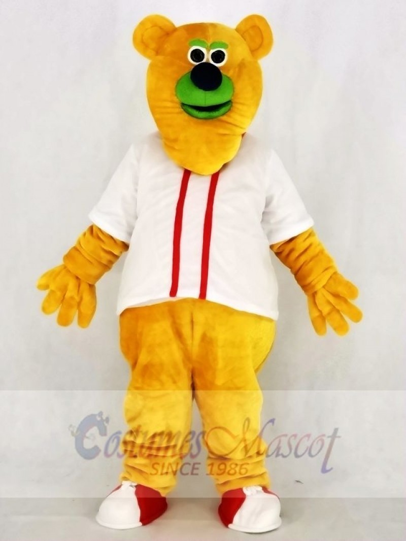 Fresno Grizzlies Parker T. Orange Bear with White T-shirt Mascot Costume College	