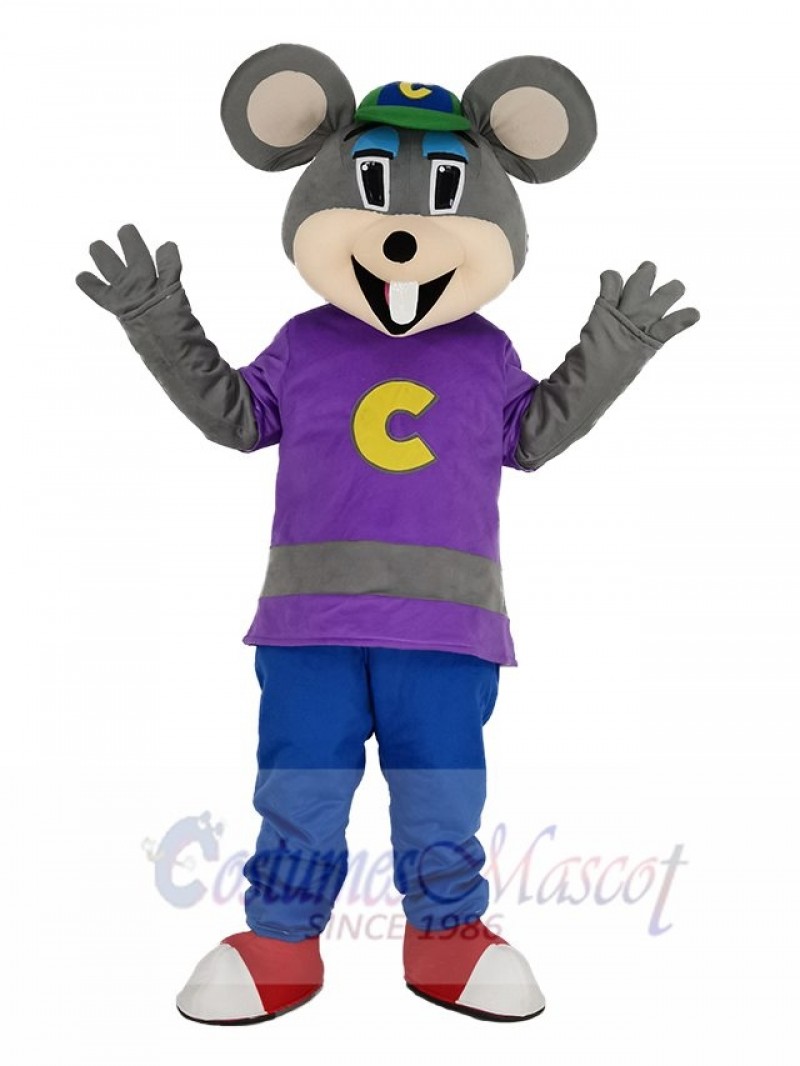 Cute Chuck E. Cheese Mouse with Green Hat Mascot Costume