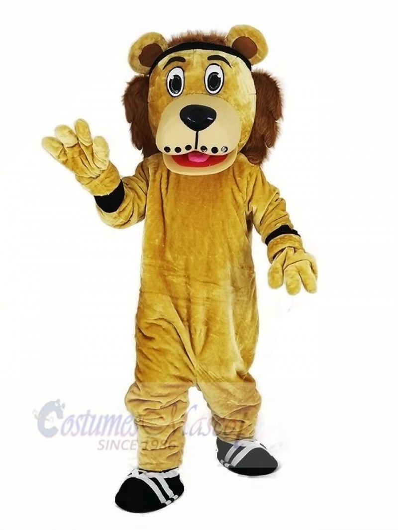 Lenny The Lion with Black Head Band Mascot Costume Animal 