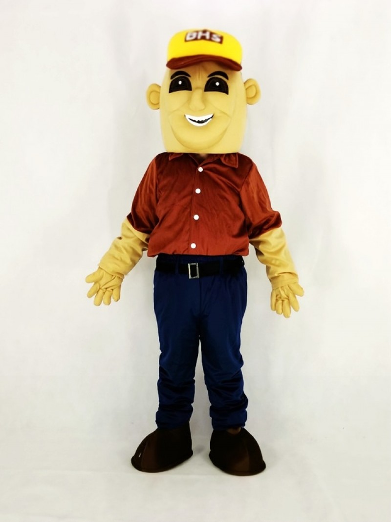 Strong Digger Man People Mascot Costume Cartoon