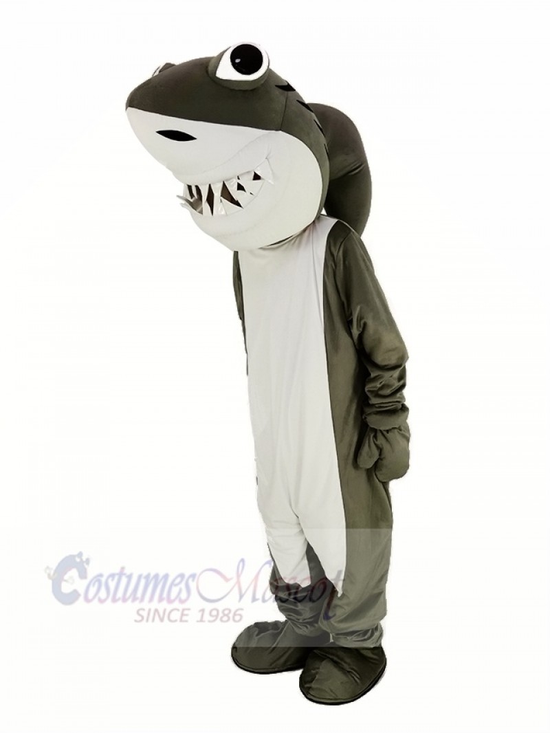 Gray and White Shark Mascot Costume