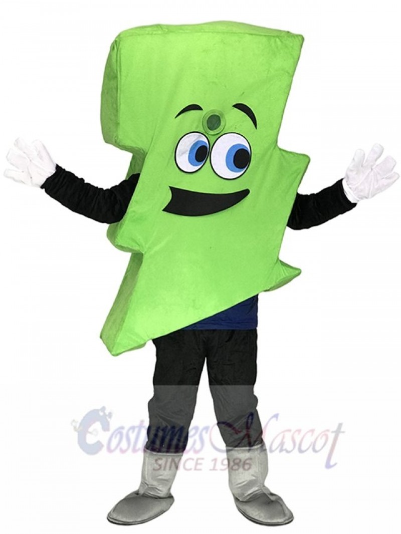 Neon Green Lightning Bolt Mr. Electric Lightning Bolt Mascot Costumes