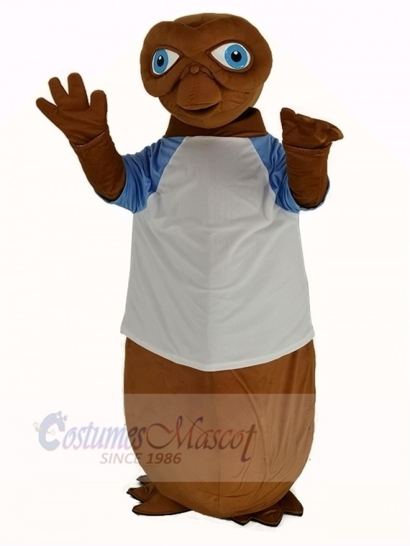 E.T. Alien with White T-shirt Mascot Costume