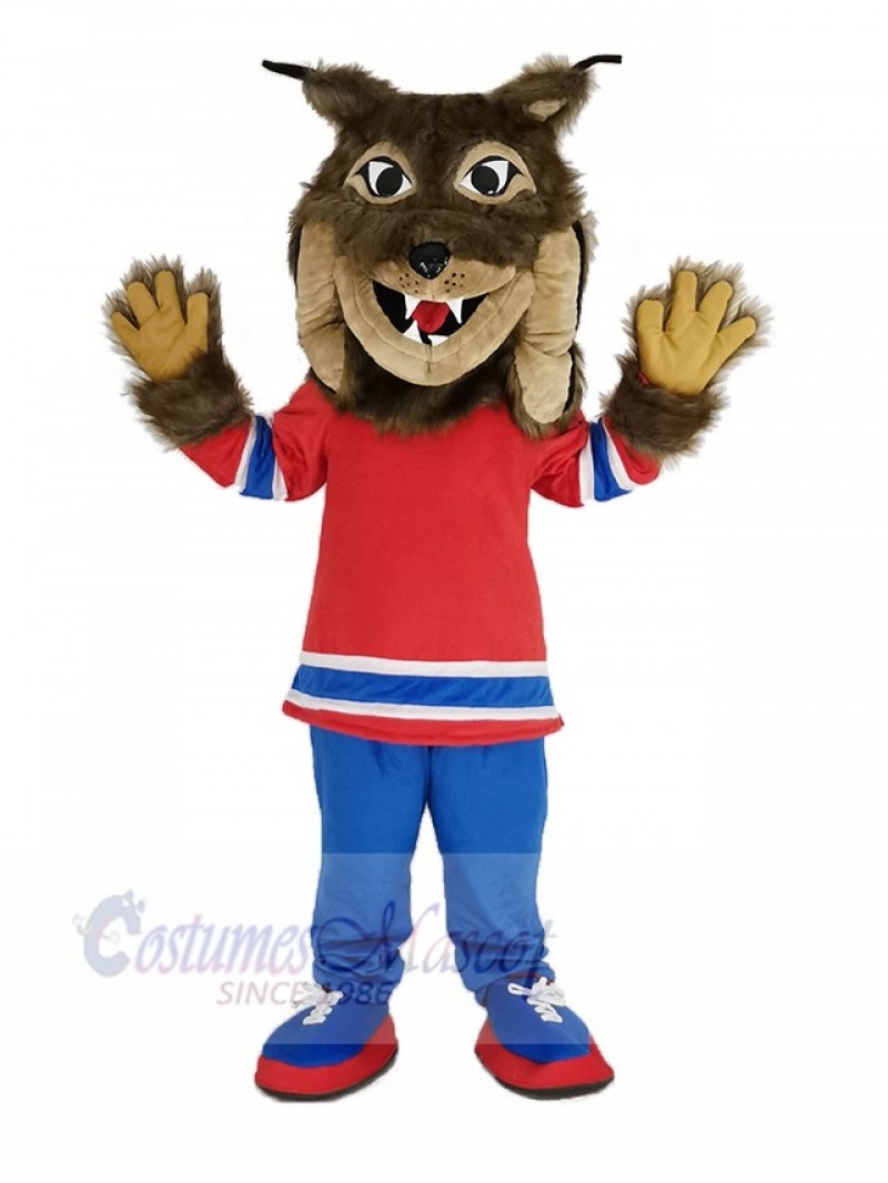 Canadian Lynx with Red Cloth Mascot Costume Animal
