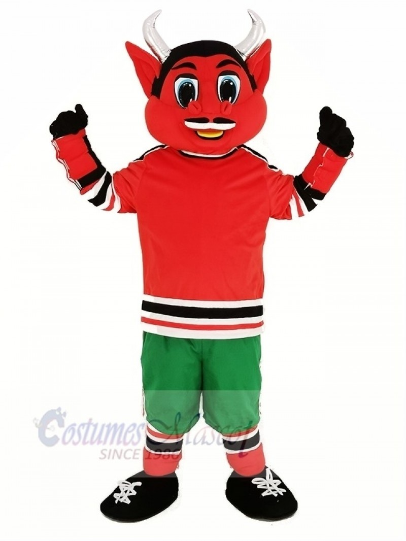 New Jersey Red Devil with Green Trousers Mascot Costume