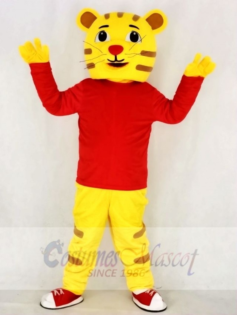 Cute Daniel Tiger with Red Coat Mascot Costume