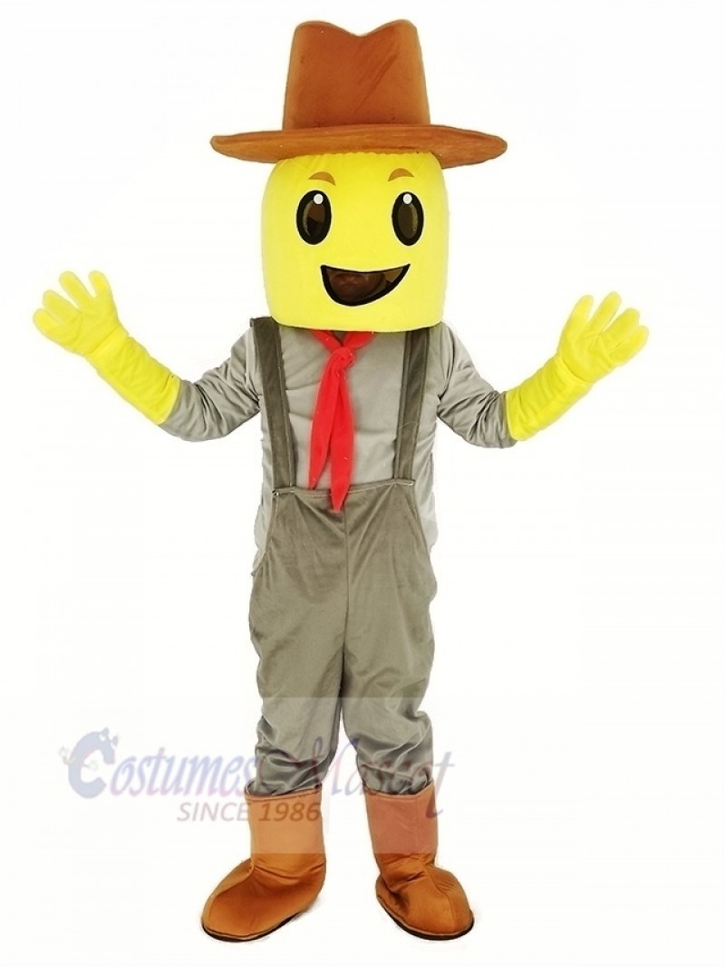 Blockhead Corn Crop Cowboy Mascot Costume