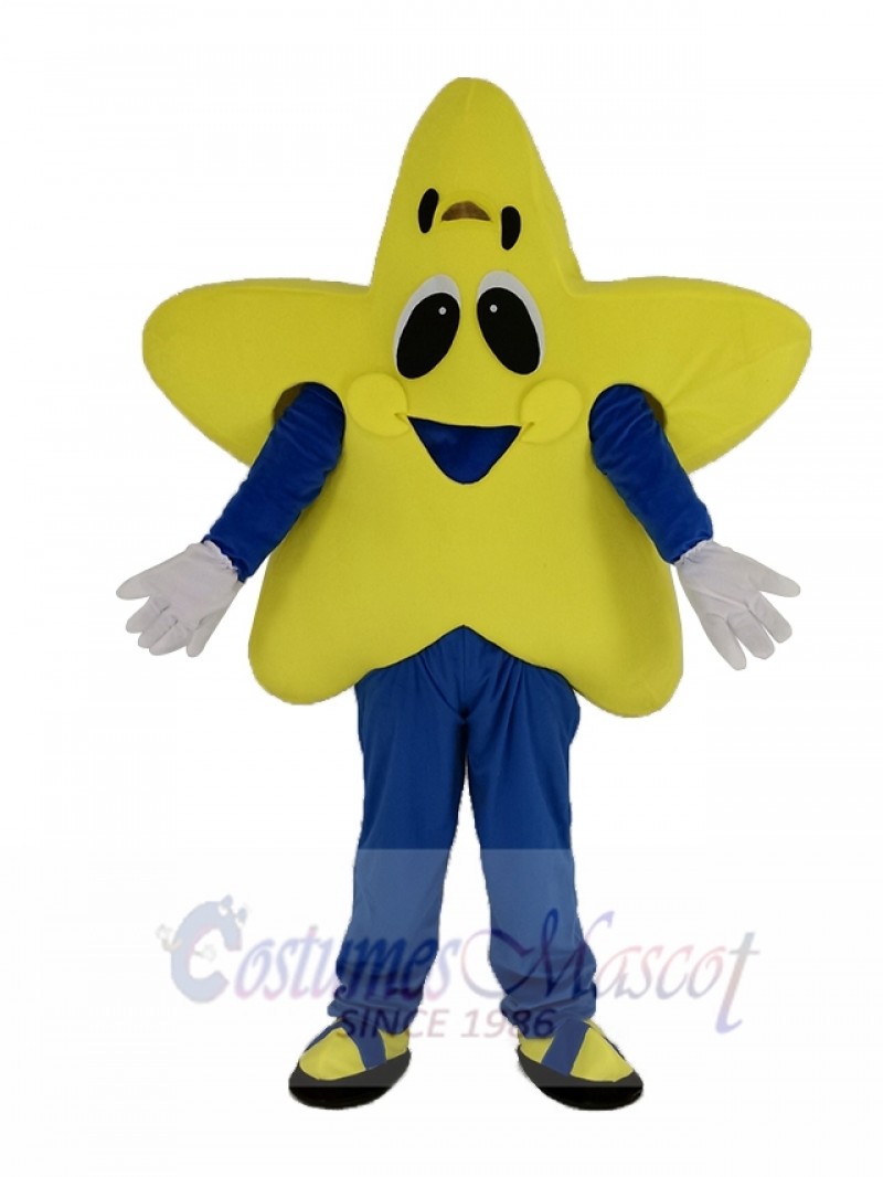 Smiling Yellow Twinkle Star Mascot Costume