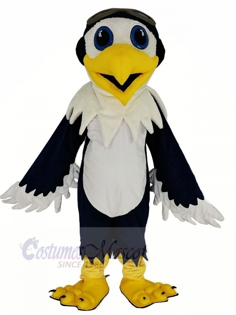 Blue and White Eagle Ace Pilot Bird Mascot Costume Animal