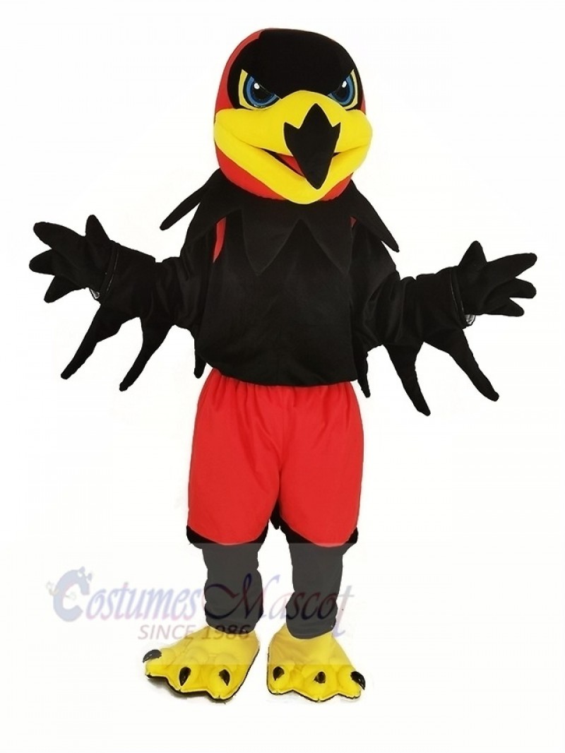 Black Night Hawk with Red Pants Mascot Costume