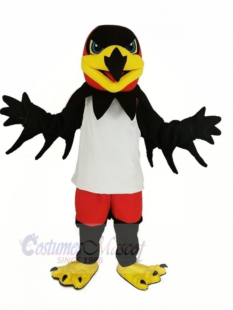 Black Night Hawk with White Vest Mascot Costume