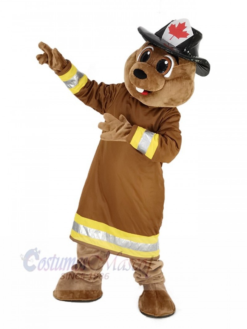 Burny Beaver with Hat Mascot Costume