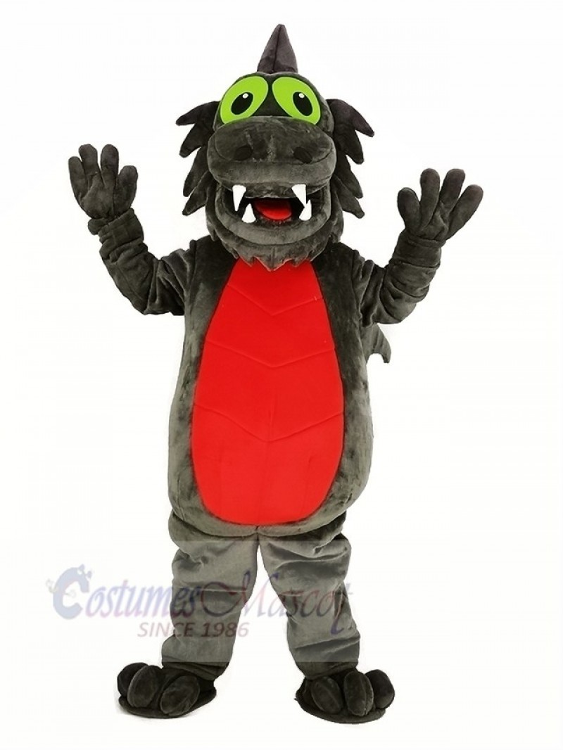 Gray Dragon with Red Belly Mascot Costume Animal