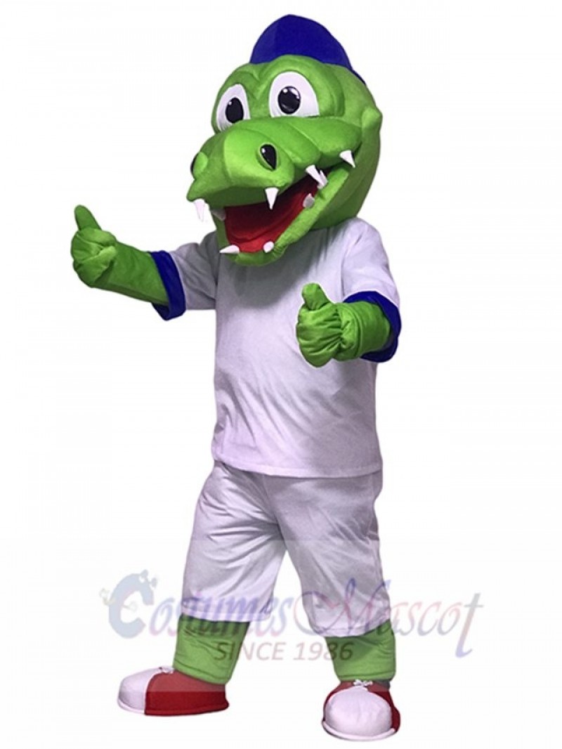Cute Blue Hat Athlete Crocodile Alligator Mascot Costumes