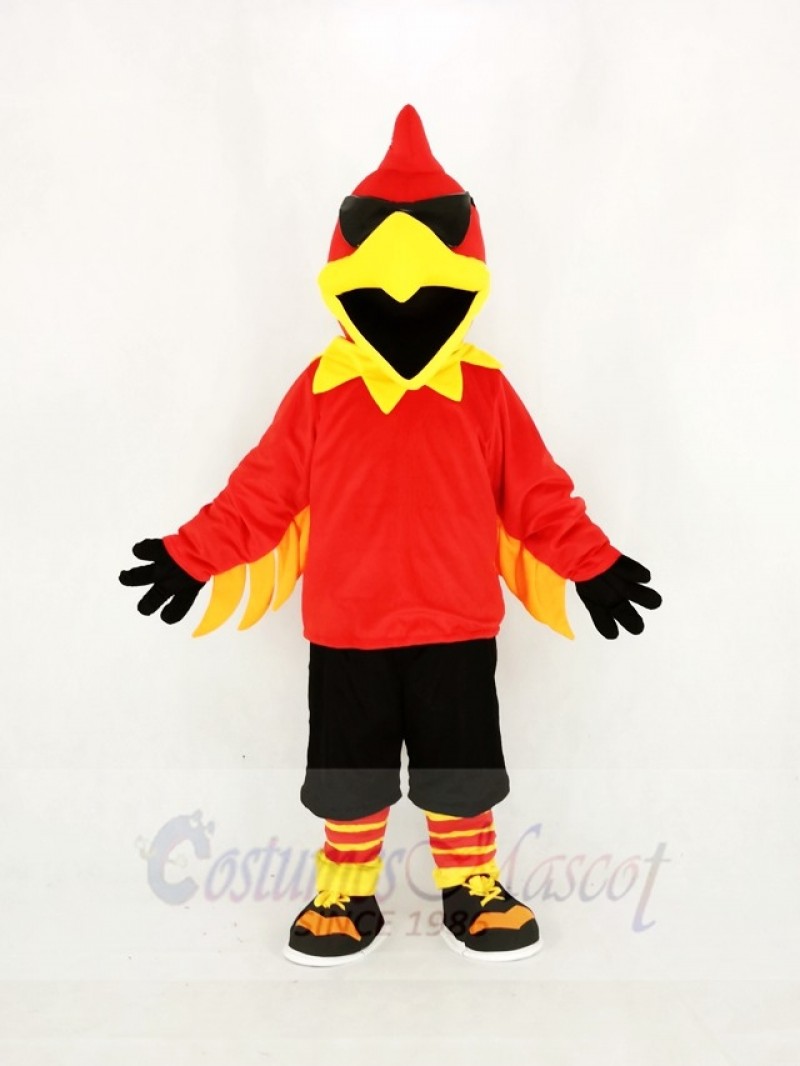 Rock Rooster with Black Trousers Mascot Costume Cartoon