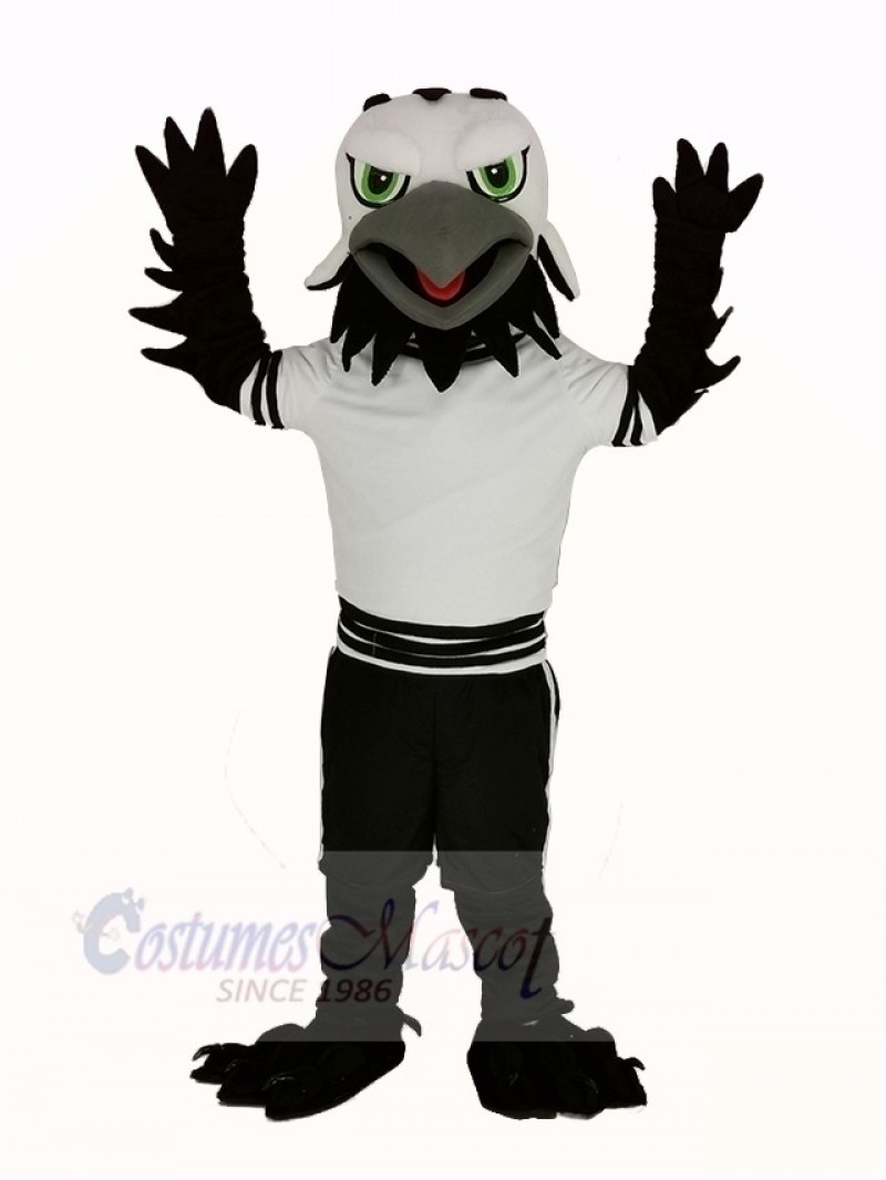 Black Eagle Falcon with Green Eyes Mascot Costume