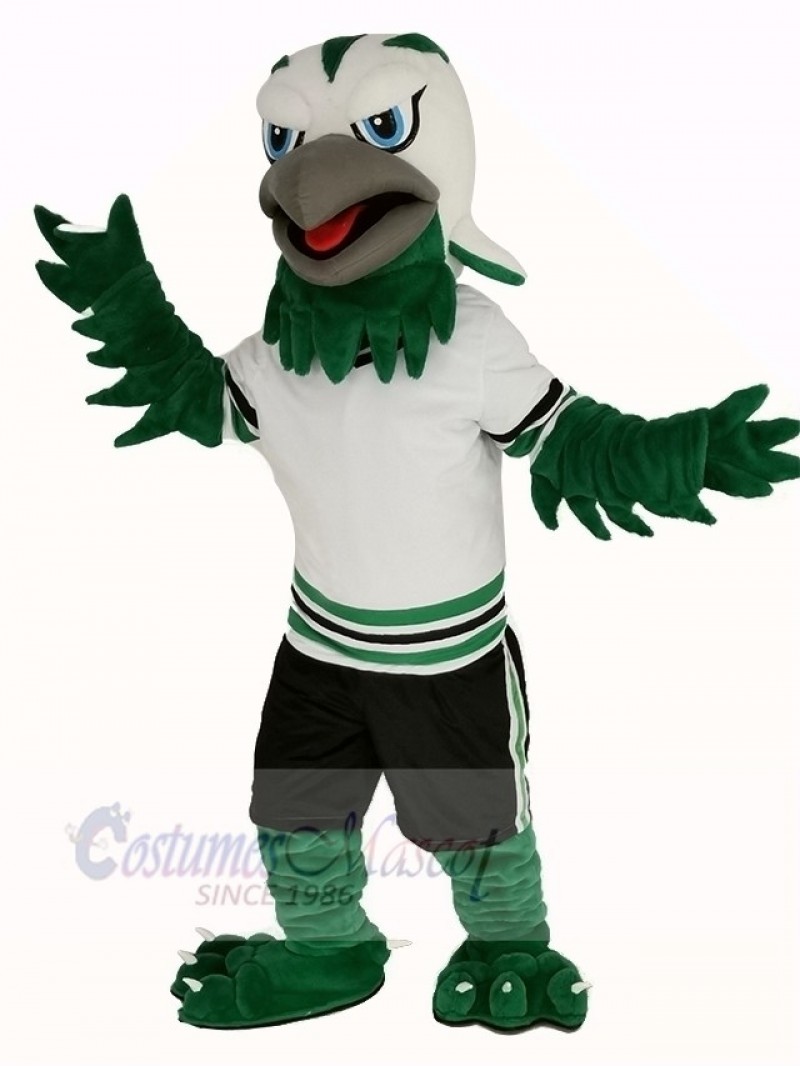 Green and White Eagle Falcon Mascot Costume