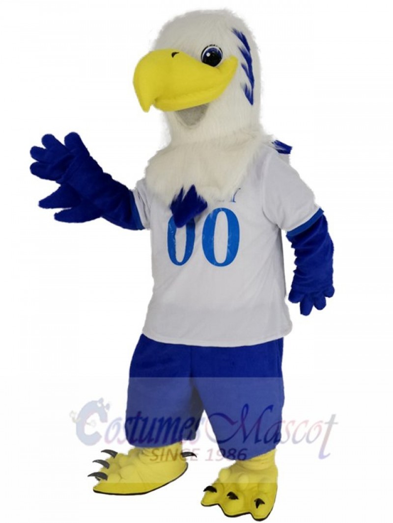 White Head Falcon Eagle in White T-shirt Mascot Costume
