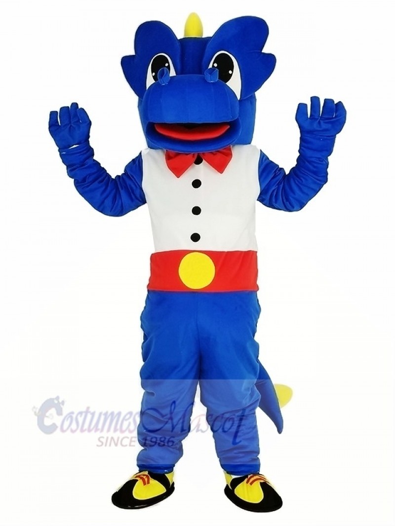 Blue Dragon Mascot Costume Cartoon