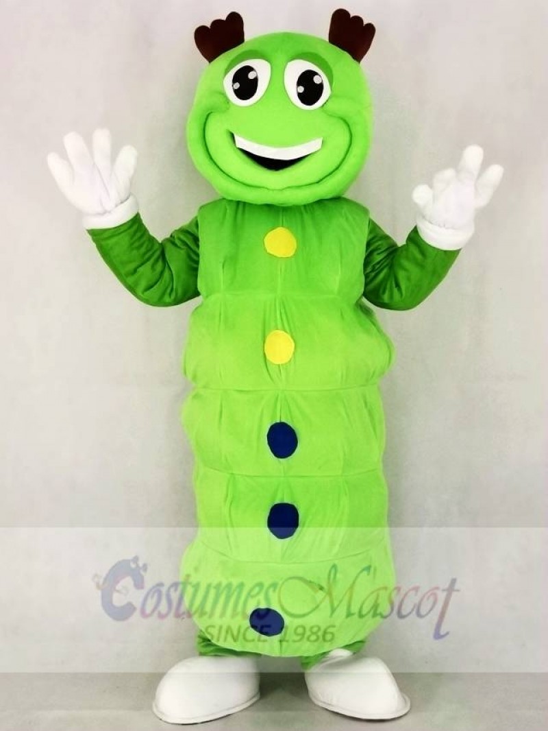 Cute Green Caterpillar Mascot Costume Cartoon