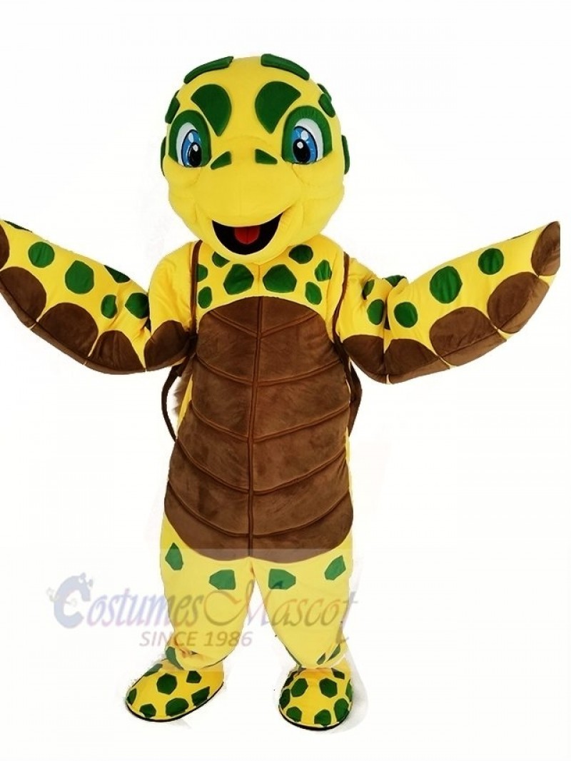 Brown and Yellow Sea Turtle Mascot Costume