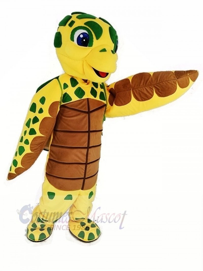 Brown and Yellow Sea Turtle Mascot Costume Animal