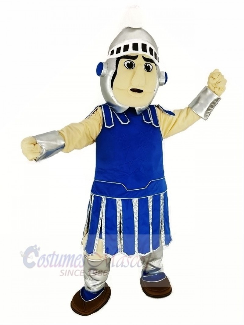 Dark Blue Titan Spartan Sparty with Silver Helmet Mascot Costume People