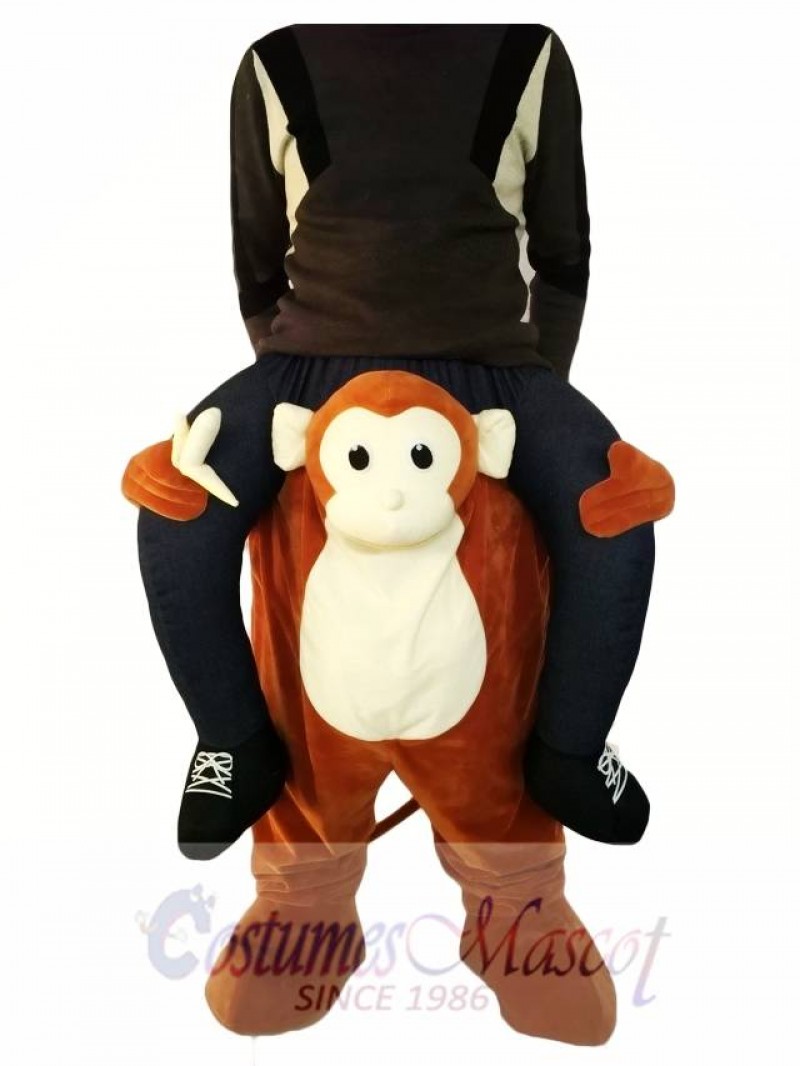 Piggyback Monkey Carry Me Ride Brown Monkey with a Banana Mascot Costume