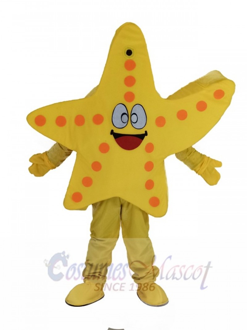 Smiling Yellow Starfish Mascot Costume