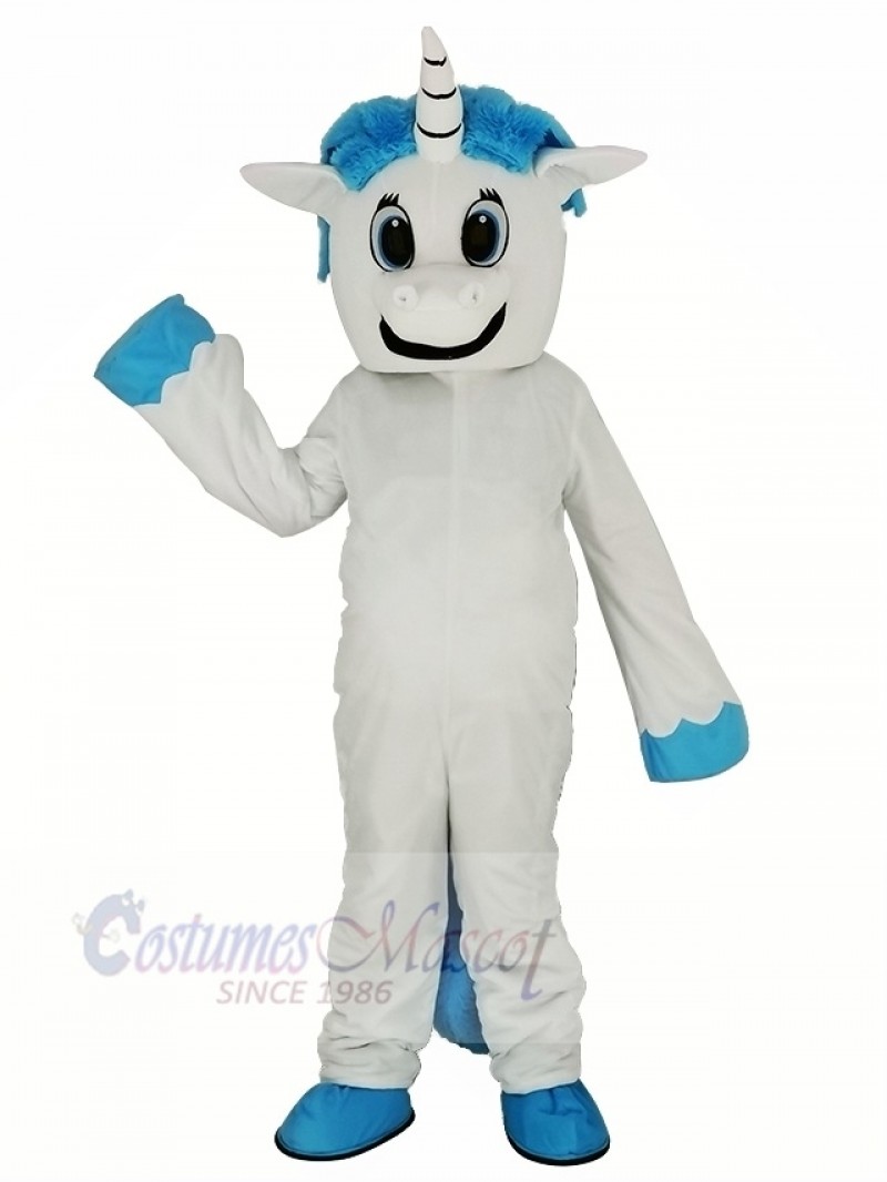 White Unicorn Mascot Costume Cartoon	