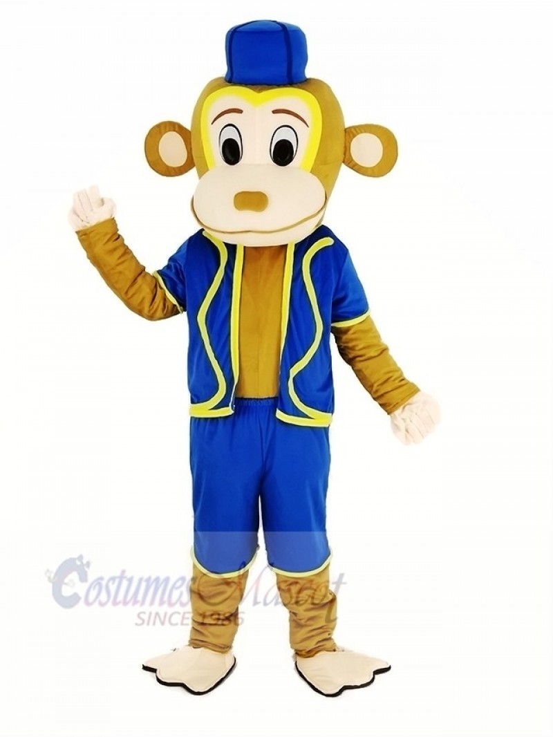 Clown Monkey in Blue Vest Mascot Costume Animal