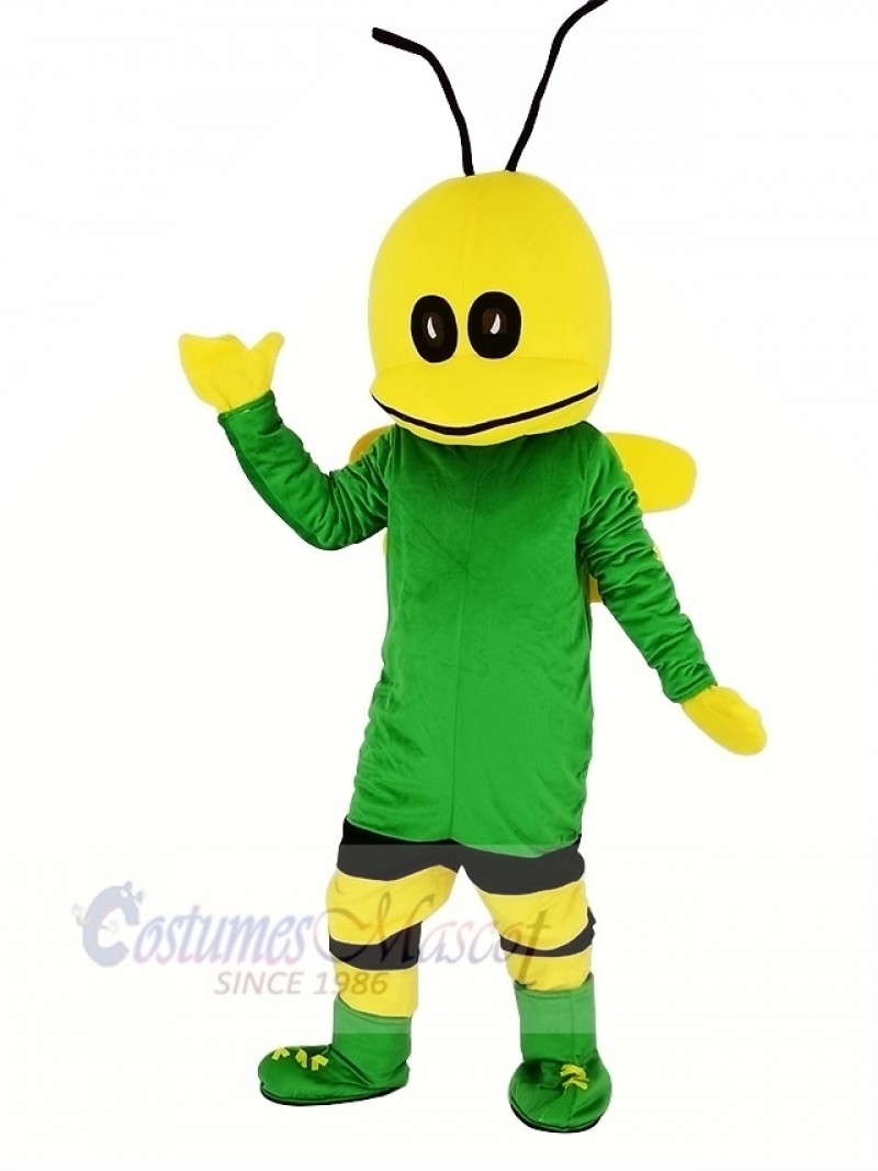 Green Bee Mascot Costume Cartoon